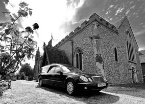 Funeral Hearse at a church