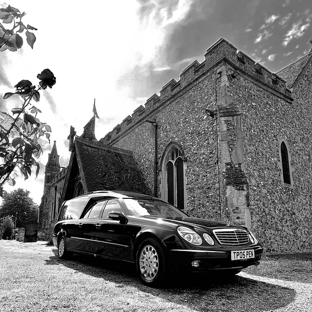 Funeral Hearse at a church