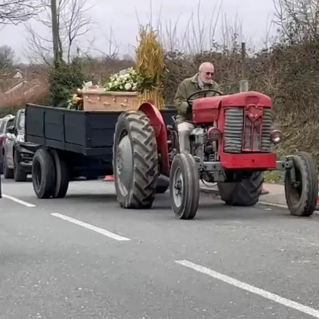 Tractor funeral procession 